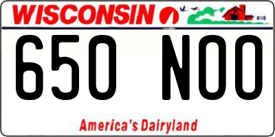 WI license plate 650NOO