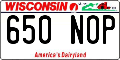 WI license plate 650NOP
