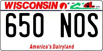WI license plate 650NOS
