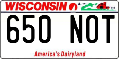 WI license plate 650NOT