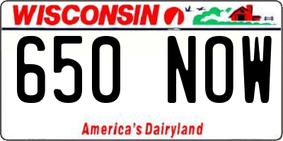 WI license plate 650NOW