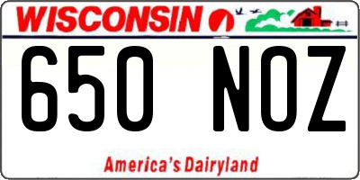 WI license plate 650NOZ
