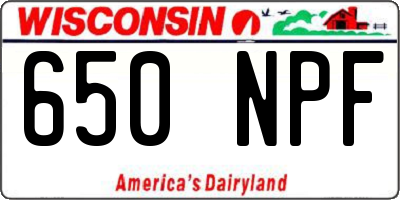 WI license plate 650NPF