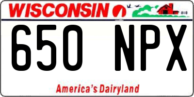 WI license plate 650NPX