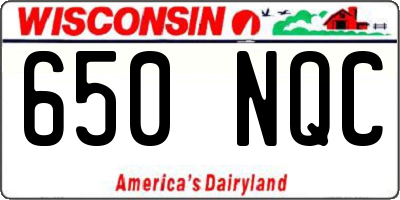 WI license plate 650NQC