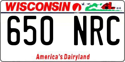 WI license plate 650NRC