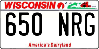 WI license plate 650NRG