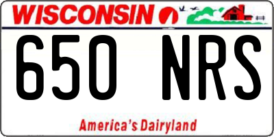 WI license plate 650NRS