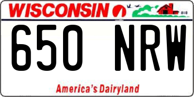 WI license plate 650NRW