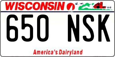 WI license plate 650NSK