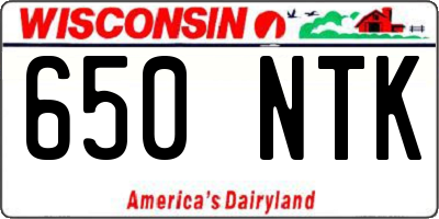 WI license plate 650NTK