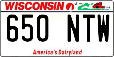 WI license plate 650NTW