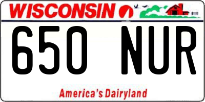 WI license plate 650NUR