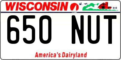 WI license plate 650NUT
