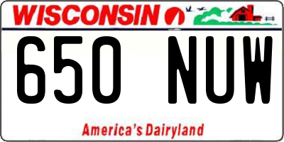 WI license plate 650NUW