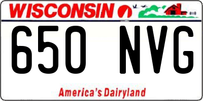 WI license plate 650NVG