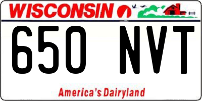 WI license plate 650NVT
