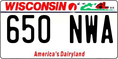 WI license plate 650NWA