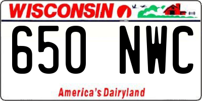 WI license plate 650NWC