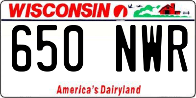 WI license plate 650NWR