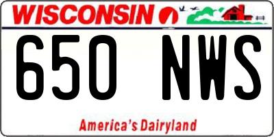 WI license plate 650NWS