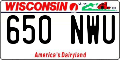 WI license plate 650NWU