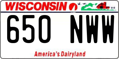WI license plate 650NWW