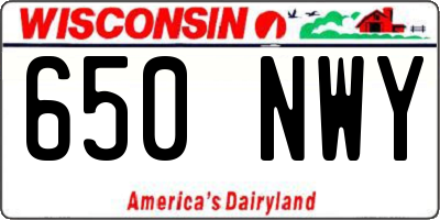 WI license plate 650NWY
