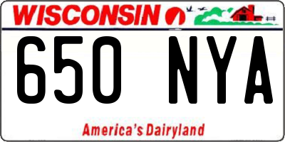 WI license plate 650NYA