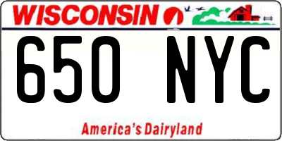 WI license plate 650NYC