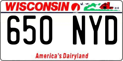 WI license plate 650NYD