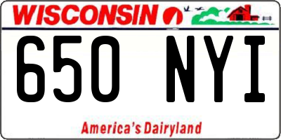 WI license plate 650NYI