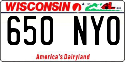 WI license plate 650NYO