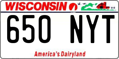 WI license plate 650NYT