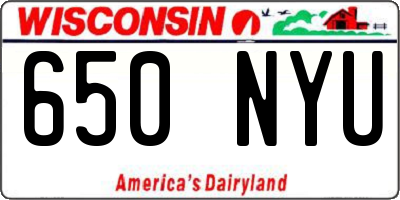 WI license plate 650NYU