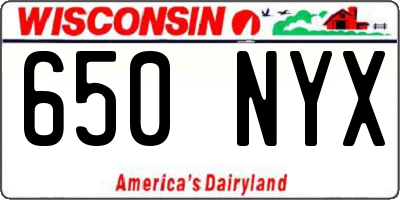 WI license plate 650NYX