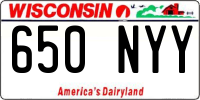 WI license plate 650NYY