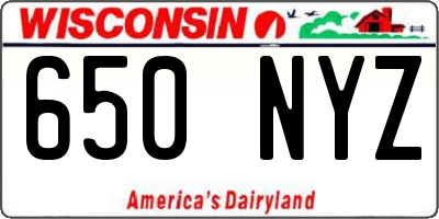 WI license plate 650NYZ