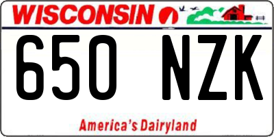 WI license plate 650NZK