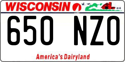 WI license plate 650NZO