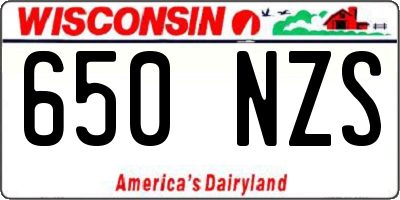 WI license plate 650NZS