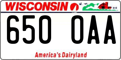 WI license plate 650OAA