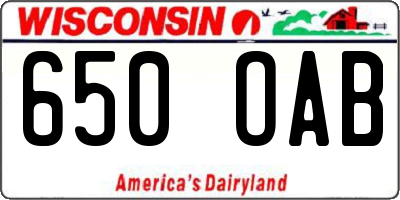 WI license plate 650OAB