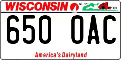 WI license plate 650OAC