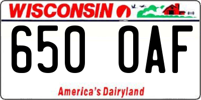 WI license plate 650OAF