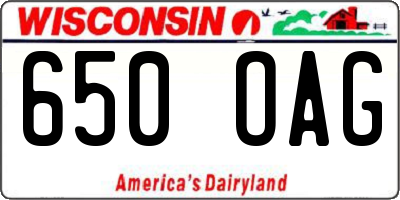 WI license plate 650OAG