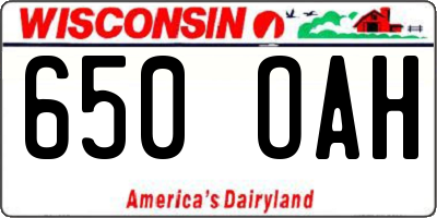 WI license plate 650OAH