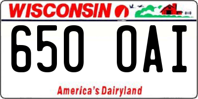WI license plate 650OAI