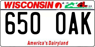 WI license plate 650OAK