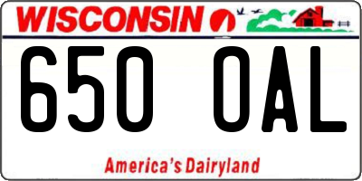 WI license plate 650OAL